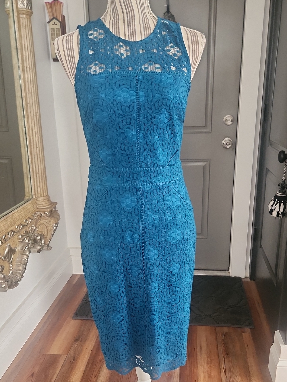 Dark Teal Lace Sheath Dress - Elegant Women's Cocktail Dress